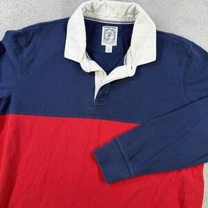 VTG Lands End Rugby Shirt Mens XL Navy Red Striped Long Sleeve Y2K Colorblock